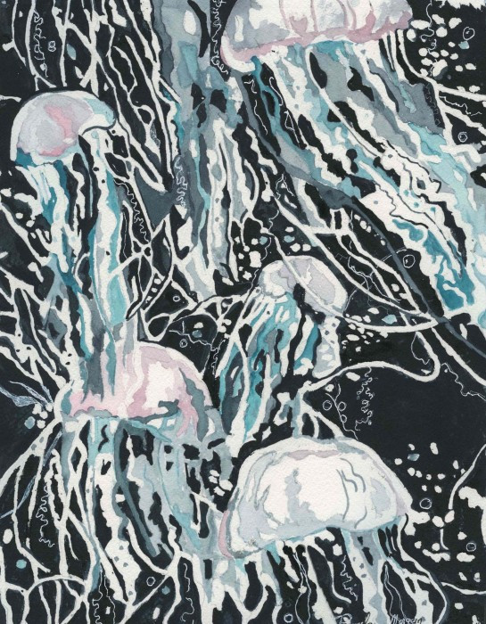 Pamela Morgan, "Jellies", watercolor, 13x10, $495