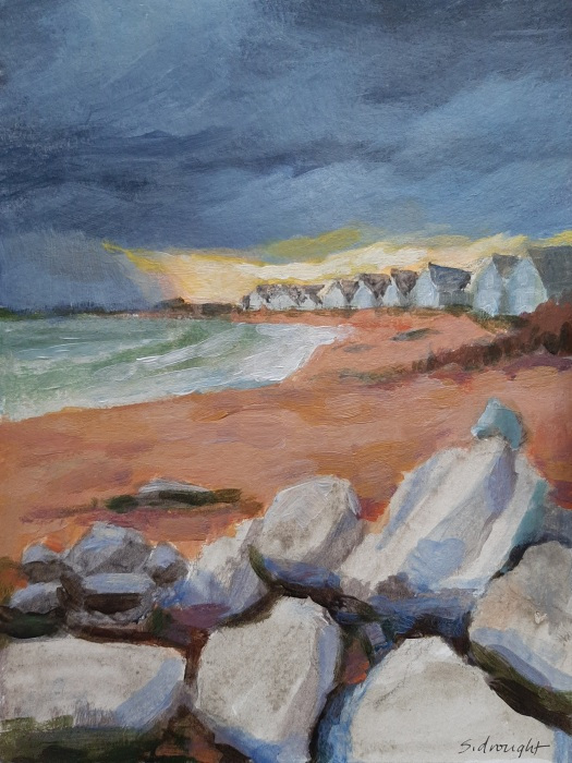 Sara Drought Nebel, "West Wharf Wind", acrylic, 6x8, $235