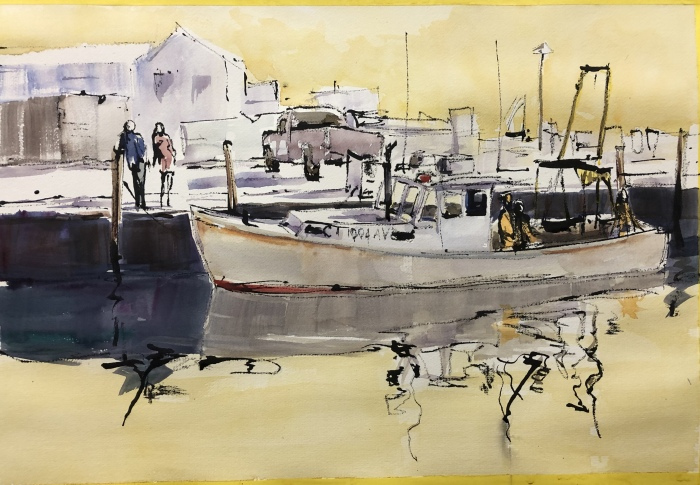 Howard Park, "Working Boats", ink and watercolor, 14x20, $750