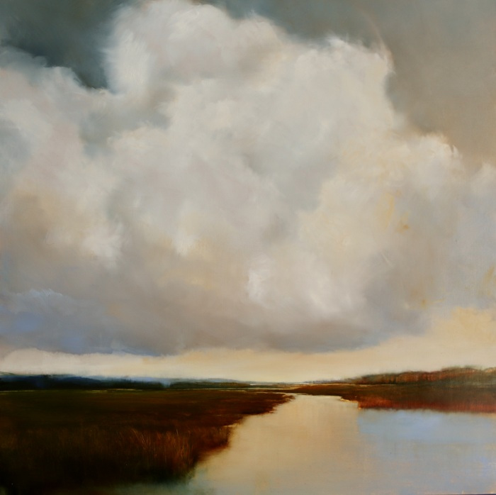 Janine Robertson, "Aloft II", oil on gold leaf, 24x24, $2,400