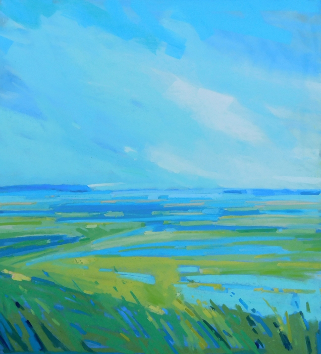 Diana Rogers, "View Across the Wetlands to the Sound", pastel, 16x12, $625