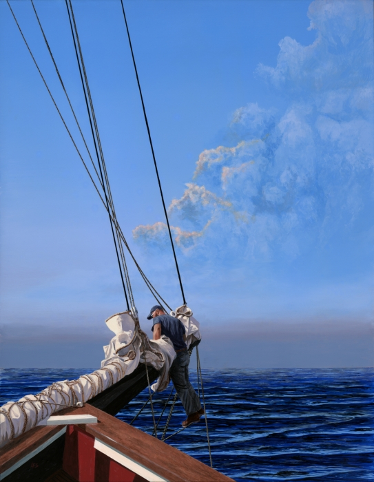 Len Swec, "At anchor, hanging out", acrylic, 18x14, $1,750