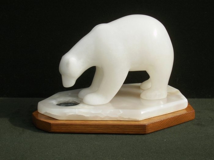 Susan VanWinkle, "Missed Opportunity", alabaster & onyx, 8x8x13, $5,500