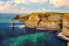 Richard Bazelow, "Morning Light Cliffs of Moher, Ireland", oil, 12x24, $675-