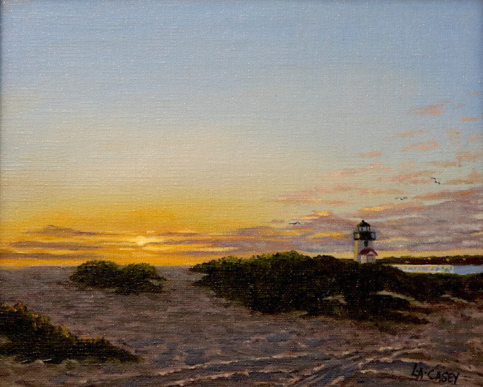 Linda A. Casey, "Brant Point Sunrise", oil, $400