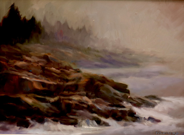 Pamela J. Danneman, "Maine Coast", oil, $450