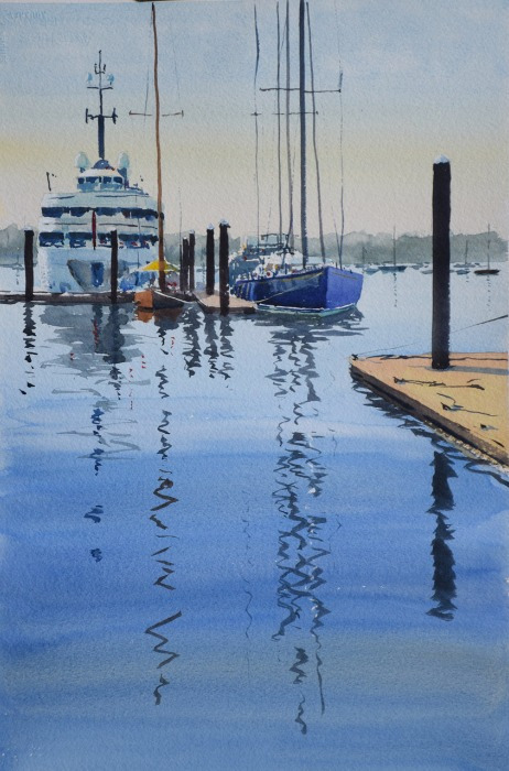 Bill Lane, Dockside, watercolor, 14x21", $1,850