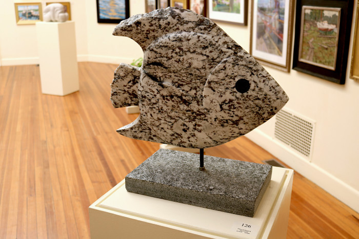 Eileen O'Donnell, "Angel Fish", granite, $3,000