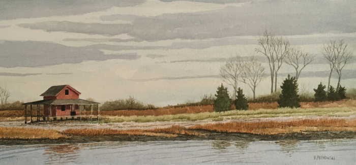 Bob Perkowski, "Grass Island", watercolor, $750