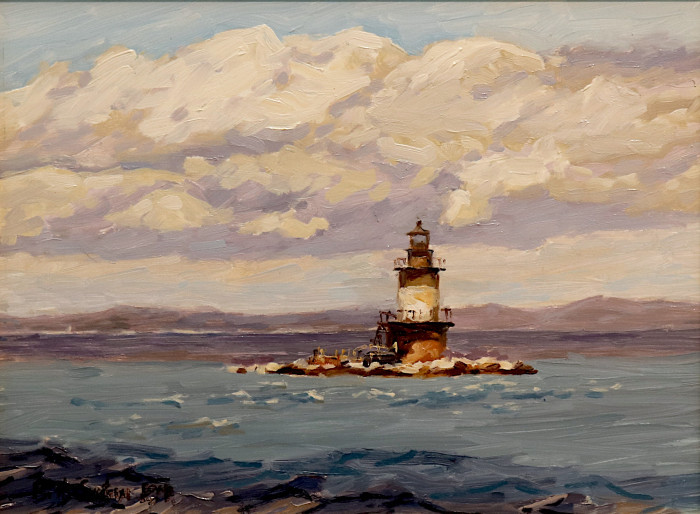 Bill Sonstrom, "Orient Point Lighthouse", oil, $600