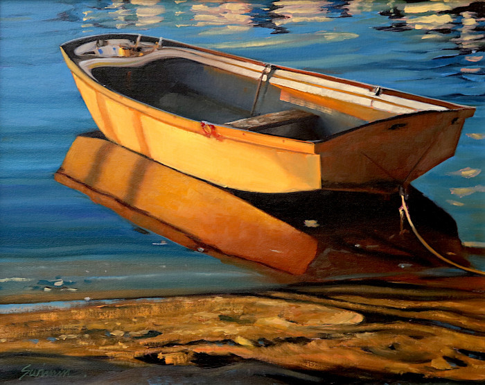 Tom Swimm, "Golden Harbor", oil, $2,800