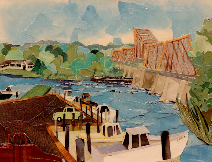 Candice Weigle-Spier, "1907 Railroad Bridge", mixed media, $900