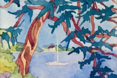 Katherine Clark-Nilsson, "Niantic with Weeping Cedar", watercolor, $750