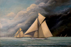 Tom Clifford, "The Yacht Volunteer", oil, $1,550
