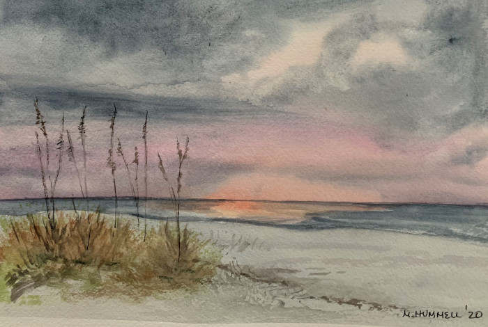 Hummel-Arnold Monica Winter on Long Island Sound Watercolor 650
