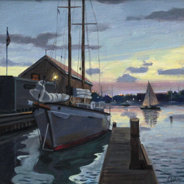Adkins Thomas Newport Harbor at Dusk Oil 1800