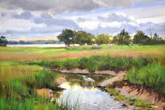 Adkins, Thomas, "Egret Fishing in Creek", oil, $650