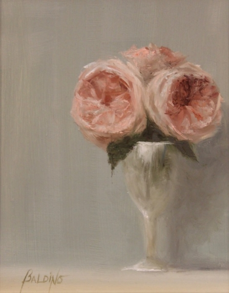 Patt Baldino	, 	Three Pink Roses	, 	oil	,	$900