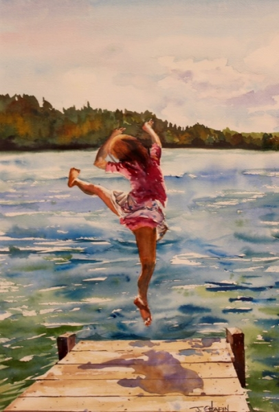 JoAnna Chapin	, 	Dock Dance	, 	watercolor	,	$650