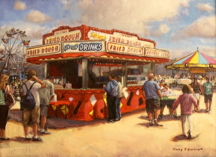 Tony D'Amico	, <i>	The Carnival is Here	</i>, 	oil	,	$2,200