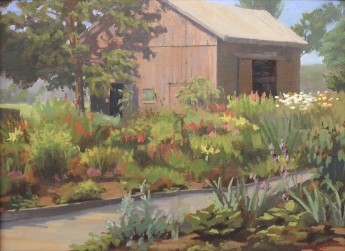 Eileen Eder	, <i>	Flo's Garden	</i>, 	oil	,	$1,500