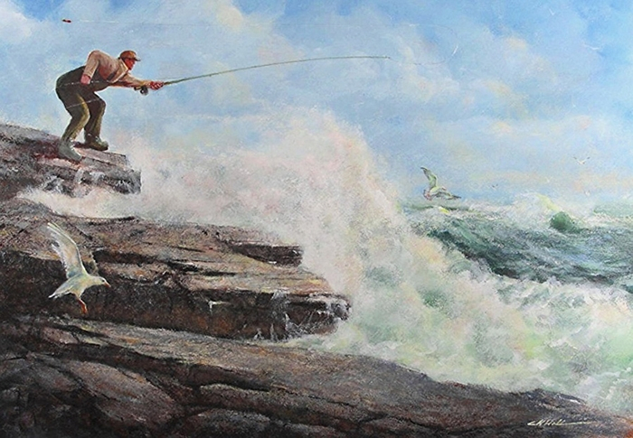 Luther K. Hall	, 	Wind and Birds, Main Coast	, 	acrylic	,	$5,500