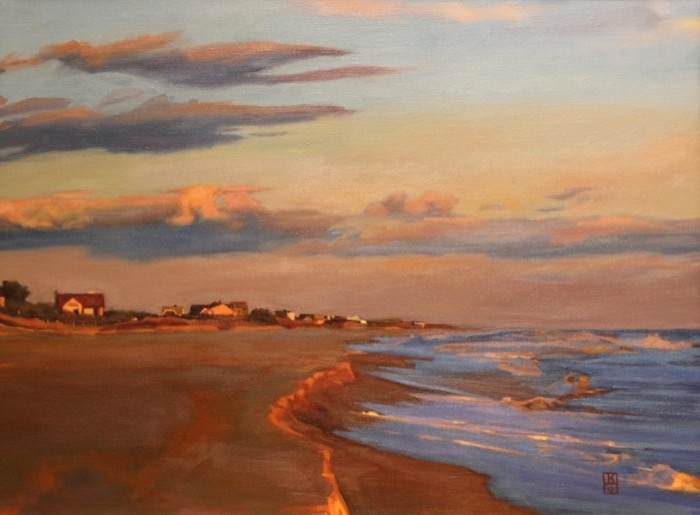 Katherine Jennings	, 	Sunset at the Shore	, 	oil	,	$1,850