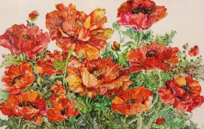 Mary La Forge	, 	Poppies	, 	watercolor	,	$950