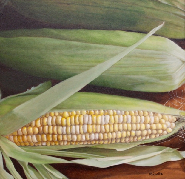 Patti Lizotte	, 	Summer Corn	, 	oil	,	$650