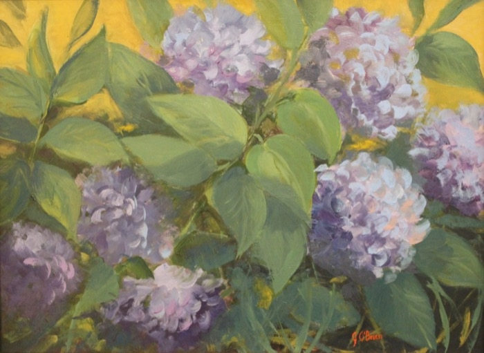 Jeanne O'Brien	, 	Blue Hydrangeas	, 	oil	,	$375