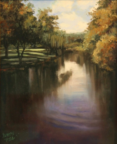 Christine Ivers	, <i>	Peaceful Reflections	</i>, 	pastel	,	$650