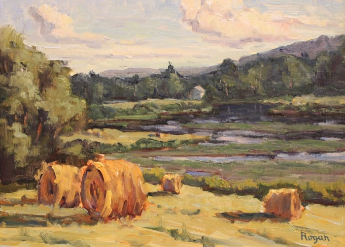 Michael Rogan	, 	Hay Bales in Farm Fields	, 	oil	,	$650