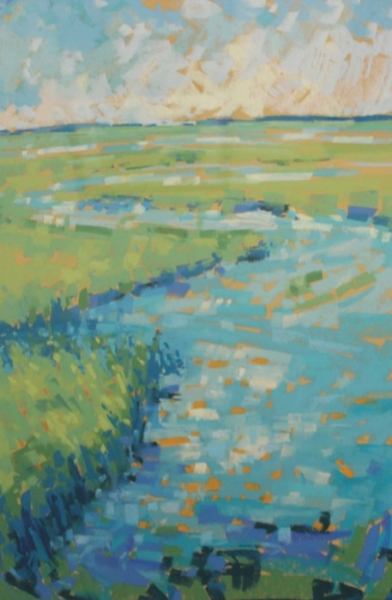 Diana Rogers	, <i>	Marsh in Bright Summer Light	</i>, 	pastel	,	$525