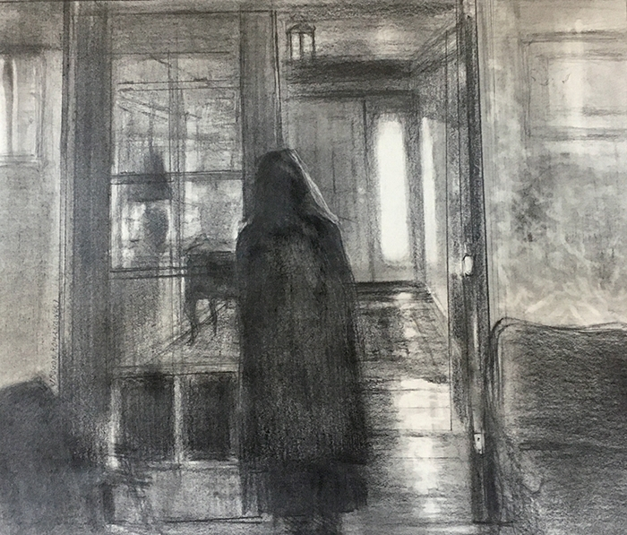 Janet Romanowski	, 	Reflection	, 	graphite	,	$600