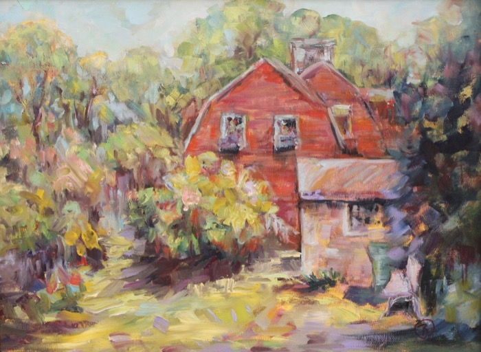 Barbara Rossitto	, <i>	Side View - Weir Farm	</i>, 	oil	,	$700