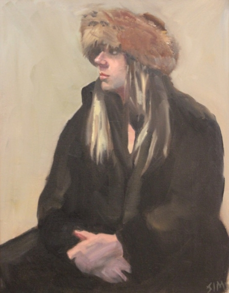 Jennifer Sims	, 	Woman in Fur Hat	, 	oil	,	$1,000
