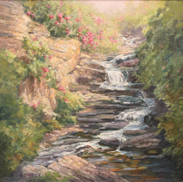 Linda Sinacola	, 	Below the Mill Pond	, 	oil	,	$1,100