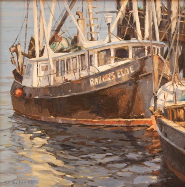 Bill Sonstrom	, 	Old Trawler	, 	oil	,	$750