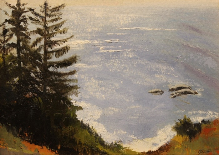 Cheryl Sorensen	, 	Oregon Coast	, 	oil	,	$325
