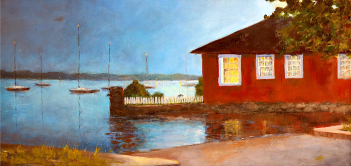 Maura M. Cochran, "Foot of Main Essex at Dusk", oil, $950