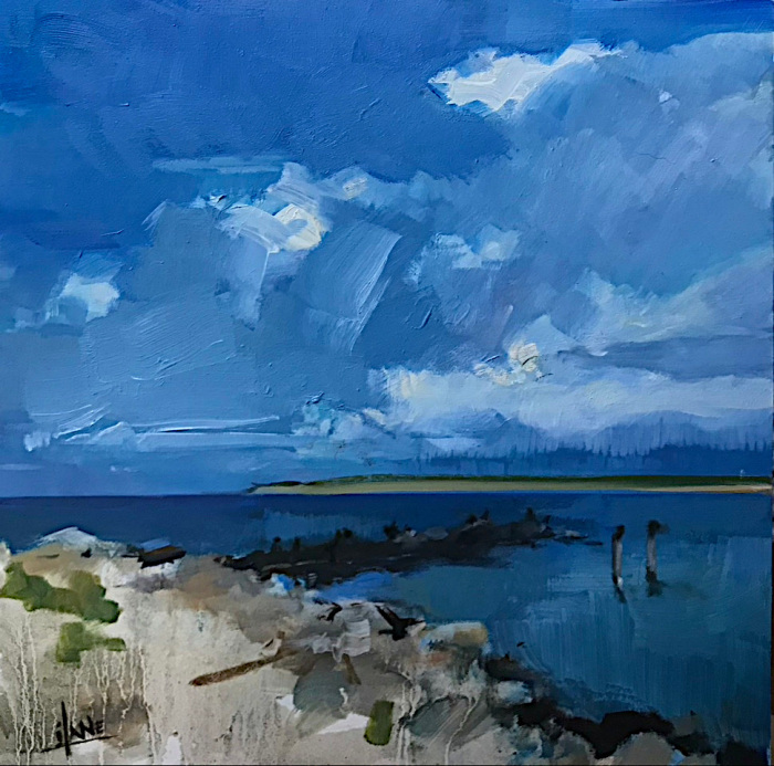 Isabel Lane, "Watch Hill Skies", oil, $700