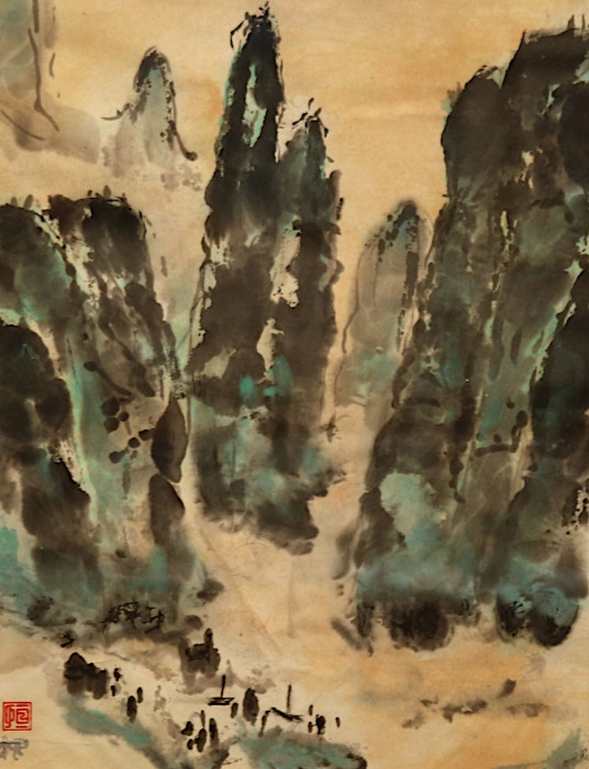 Catherine Radix Mansell, "Great Blue Mountains", Sumi-e Ink, $450
