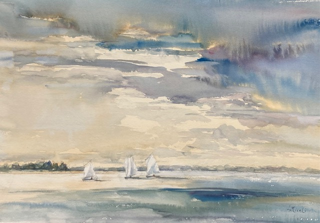 Lisa Miceli, "Reflections, Watch Hill", watercolor, $875