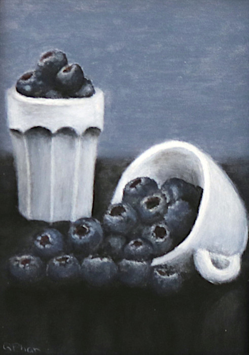 Quyen Phan, "Blueberry Spill", oil, $125