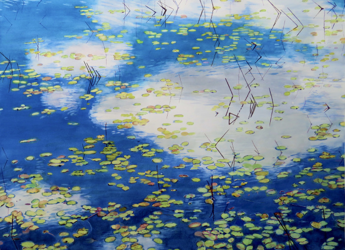 Jeanne Carol Potter, "Lily Pads and Clouds on Maine Pond", watercolor, $4,900