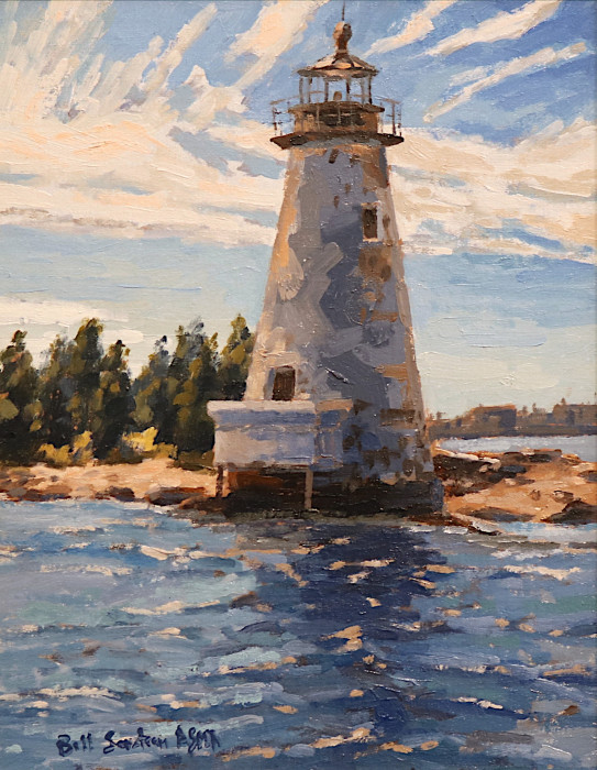 Bill Sonstrom, "New Bedford Harbor, Lighthouse", oil, $725