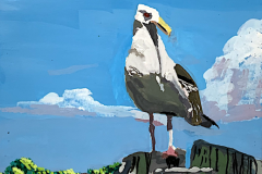 James Anderson, "Gull on a Piling ", gouache, $225