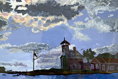 James Anderson, "Noank Lighthouse", gouache, $325