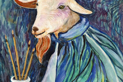 Susan T Simler, "Vincent Van Goat", acrylic, $210