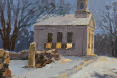 Bill Sonstrom, "Snowy Night Grassy Hill", oil, $500